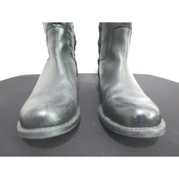 Steve Madden Rogerrr Black Brown Leather Zip Knee High Riding Boots Sz 6.5 M - Picture 4 of 11